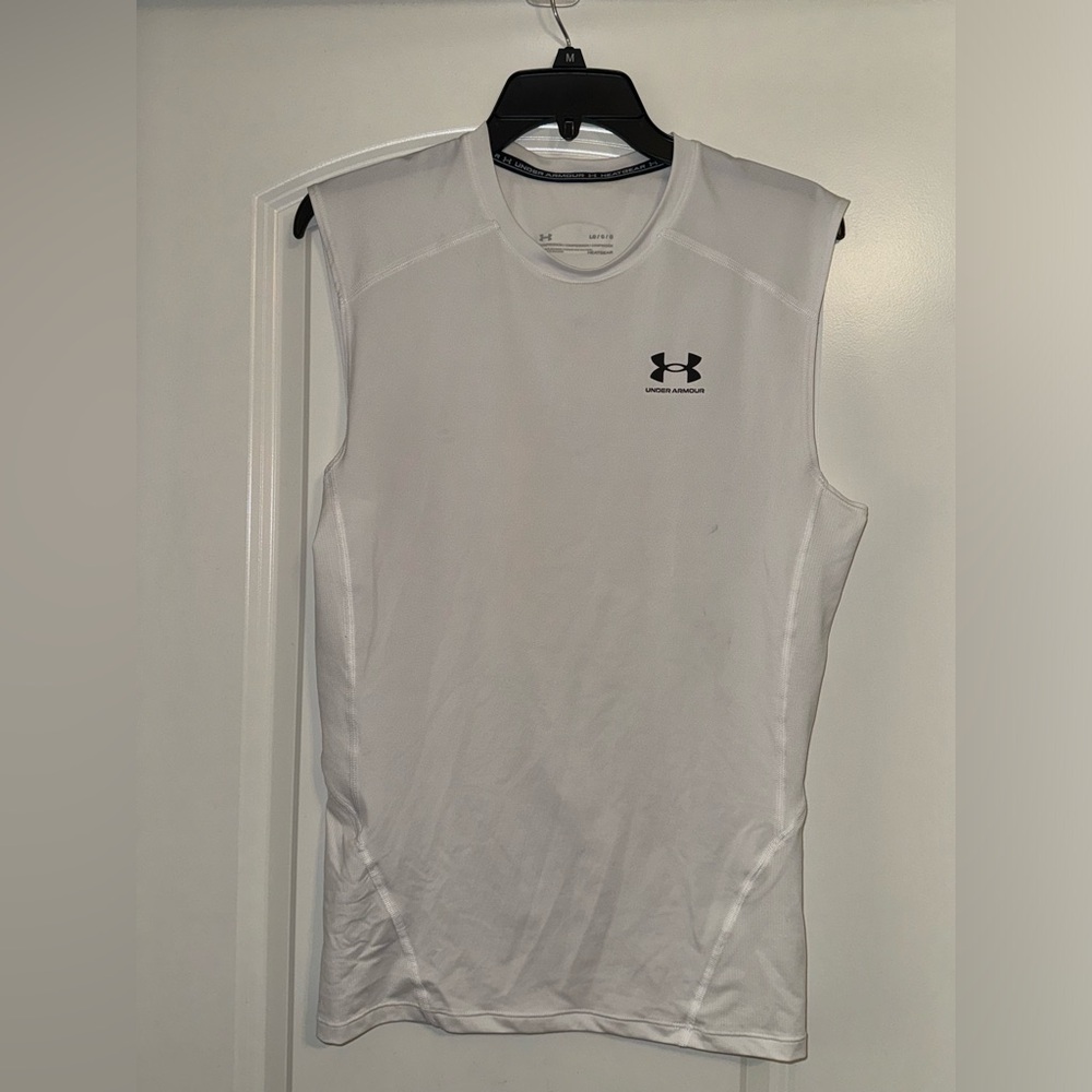 Under Armour Heat Gear Compression White  Men’s Large Sleeveless